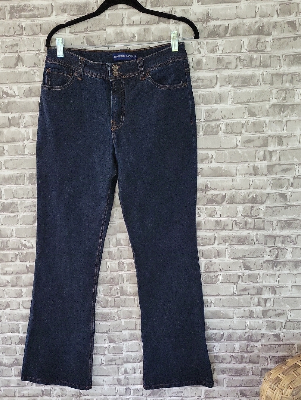 Bandolinoblu Arianna Jeans  Bootcut High Rise Back Flap Pocket, Dark Wash, Sz 6